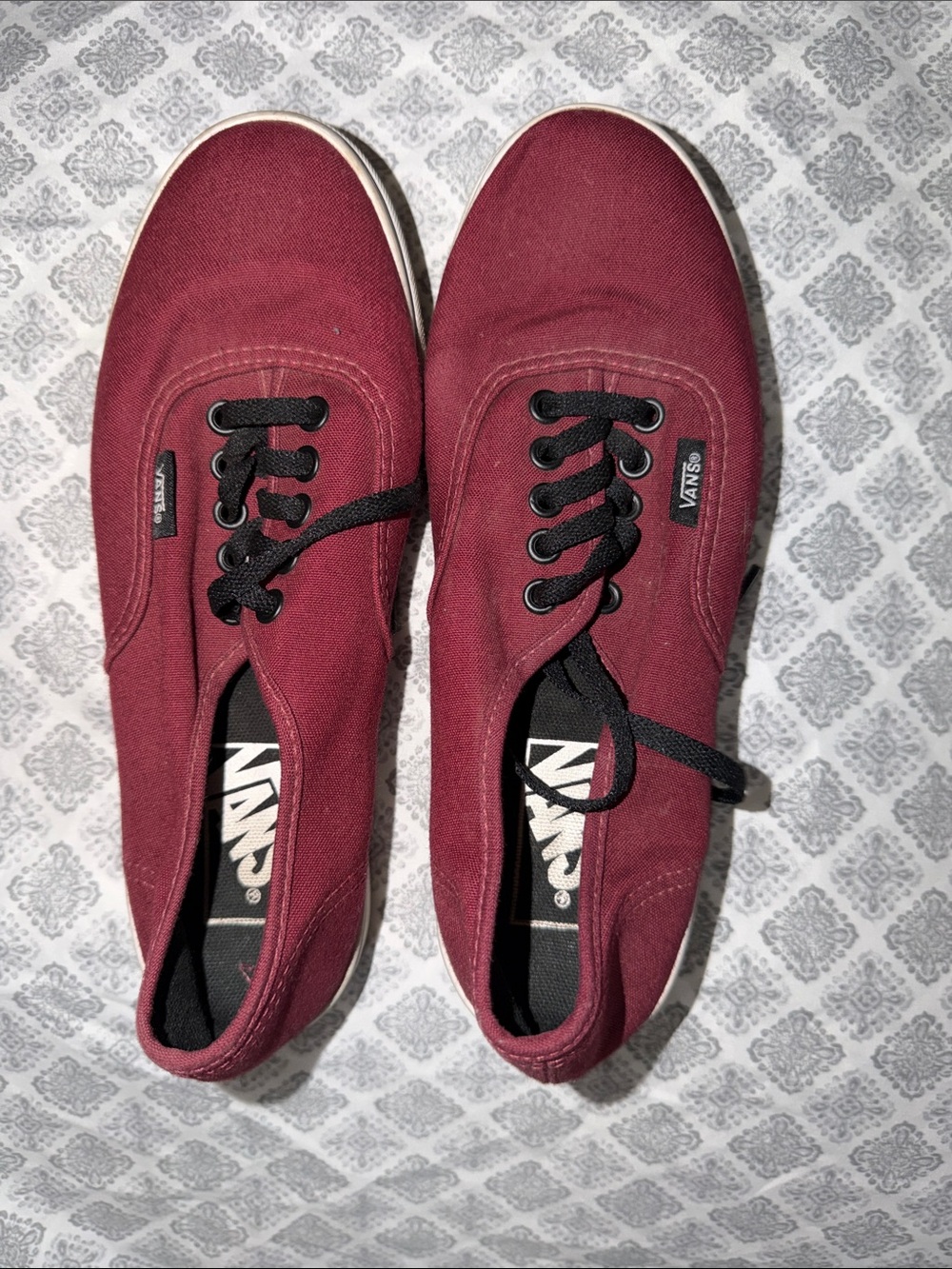 Vans Canvas Low-Top Sneakers in Burgundy with Black Accents